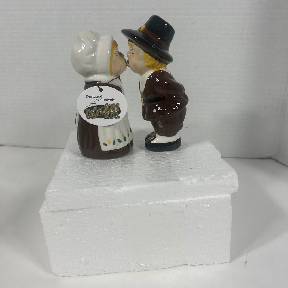 Gift Collections Etc Pilgrim Salt Pepper Shakers Kissing Magnetic Harvest Brown